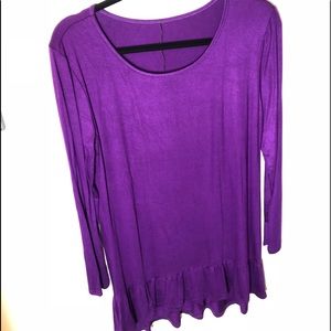 Purple Tunic with Ruffled Hem. Size S.